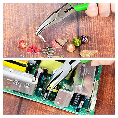 SPEEDWOX Mini Bent Nose Pliers for Jewelry Making 4-1/2 Inches 45 Degree Curved Serrated Jaws Small Thin Needle Nose Micro Chain Nose Pliers Precision Fine Pliers Professional Beading Tool Hobby Craft - style: Bent Nose Pliers