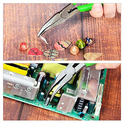 SPEEDWOX Mini Bent Nose Pliers for Jewelry Making 4-1/2 Inches 45 Degree Curved Serrated Jaws Small Thin Needle Nose Micro Chain Nose Pliers Precision Fine Pliers Professional Beading Tool Hobby Craft - style: Bent Nose Pliers