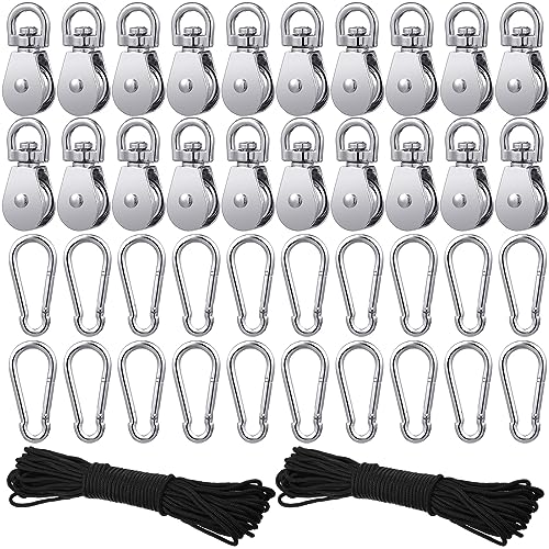 Shappy 42 Pcs Pulley Block System Set, M20 Pulley Wheel Stainless Steel