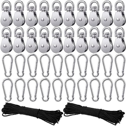 Shappy 42 Pcs Pulley Block System Set, M20 Pulley Wheel Stainless Steel