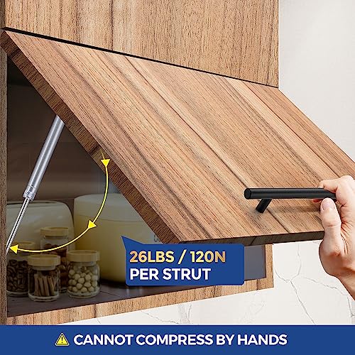 Silver Cabinet Gas Struts Lid Support, 10 Inch, 2 PCS, 120N/26 LB - size: 120N/26 LB