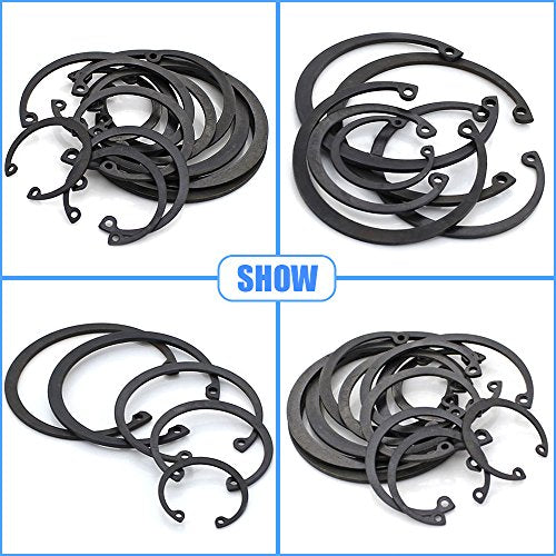 Glarks 150-Pieces 15 Size Metric Alloy Steel Internal Circlips Snap Retaining Ring Assortment Kit