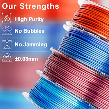 AMOLEN Silk PLA Bundle, 3D Printer Silk Gradient 1.75mm Silk Shiny Filament Bundle Red Gold,Blue Silver, Red Silver,Blue Green, 3D PLA Sets, 200gX 4 Spools - color: Red Gold/Blue Silver/Red Silver/Blue Green