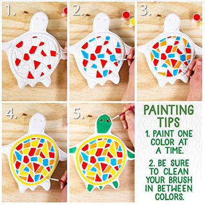Creative Roots Mosaic Turtle DIY Stepping Stone Kit, Includes Ceramic Stone & 6 Vibrant Paints for Kids Ages 8+ - style: Turtle