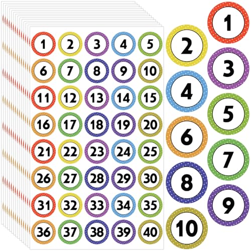600 Pcs 1 Inch Number Stickers for Classroom 1-40 - color: 1-40 Stickers(600 Pcs)
