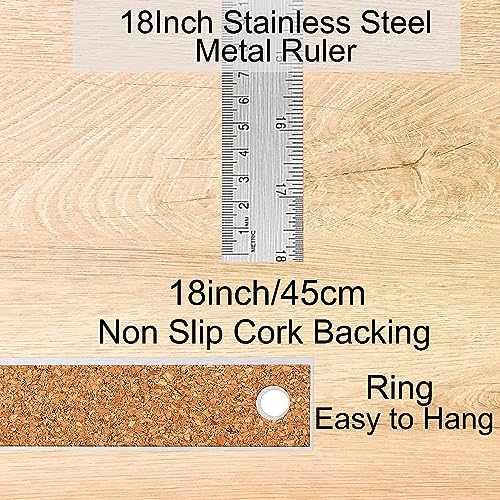 Metal Ruler 18 Inch, Non-Slip Cork Backing, Ink Bleed-Resistant Edge, 2 Pcs - style: 18" 2 PCS