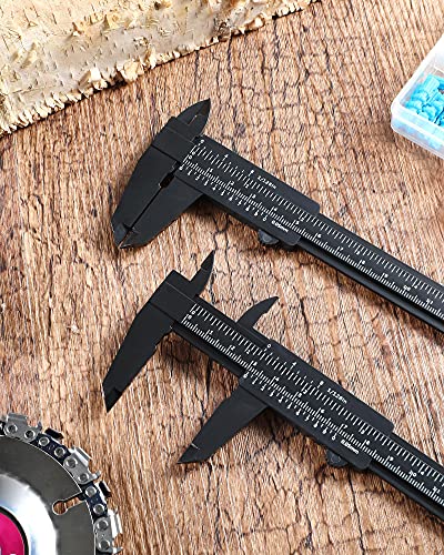 Frienda 20 Pcs Mini Plastic Caliper 6 Inch 150 mm Vernier Caliper Double Scale (Metric/inch) Black Eyebrow Ruler Plastic Vernier Ruler Sliding Gauge Measuring Tattoo Brow Tool for Student Office