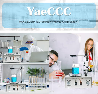 YaeCCC 1000ml Magnetic Stirrer Hot Plate Magnetic Mixer Stir Plate Lab Stirrers 2400 RPM with Support Stand and 5pcs Stir Bars
