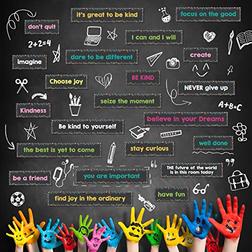 Hotop 42 Pcs Growth Mindset Inspirational Posters Banners Motivational Posters for Classroom Bulletin Board Decor Home Classroom Motivational Gallery Teacher Door Signs(Chalkboard Style) - style: Chalkboard Style
