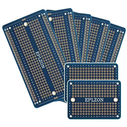 Solderable Breadboard PCB Board Gold-Plated Solder Breadboard for DIY Electronics Projects Apply to Arduino Soldering Projects 3.5"x2.05" (5 Pack + 2 Mini Board, Blue) - color: Blue