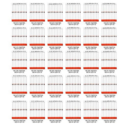 Chanzon 30 Values 300pcs 1W Zener Diode Assorted Kit (3V-47V)