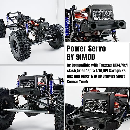 35KG Waterproof High Torque Servo 7.4V Coreless RC Steering Servo Motors Metal Gear Digital Servo for 1/8 1/10 1/12 RC Car, R/C Model DIY Car Robot High Speed Servo with 25T Servo Horn, 270 Degree