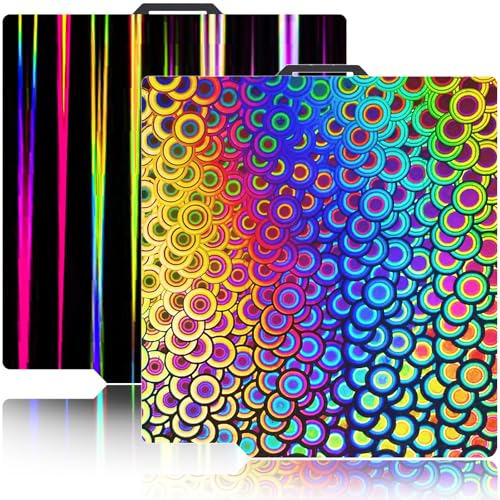 JUUPINE 257x257mm Bambu Lab Build Plate for Bambu Lab X2D/A1/P1P/P1S /P2S/X1/X1C/X1E/3D Printer, 3D Printer Flexible Spring Steel Sheet Removable Platform (Smooth Kaleidoscope+Smooth Light Beam) - color: Kaleidoscope+Light Beam