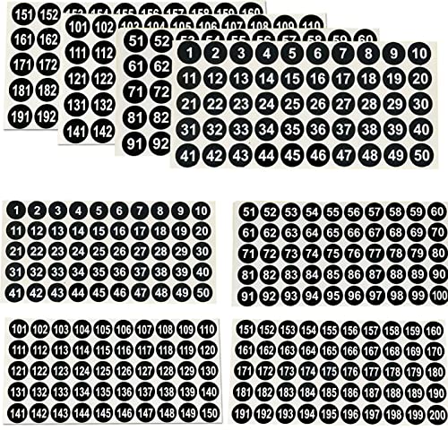 12 Sheets 1 to 200 Vinyl Number Stickers Consecutive Number Stickers 3 Sets 1 Inch Self-Adhesive Waterproof Labels Inventory Stickers Decal for Indoor Outdoor, Storage, Organizing, Classification - color: Black,1",3sets(1-200)