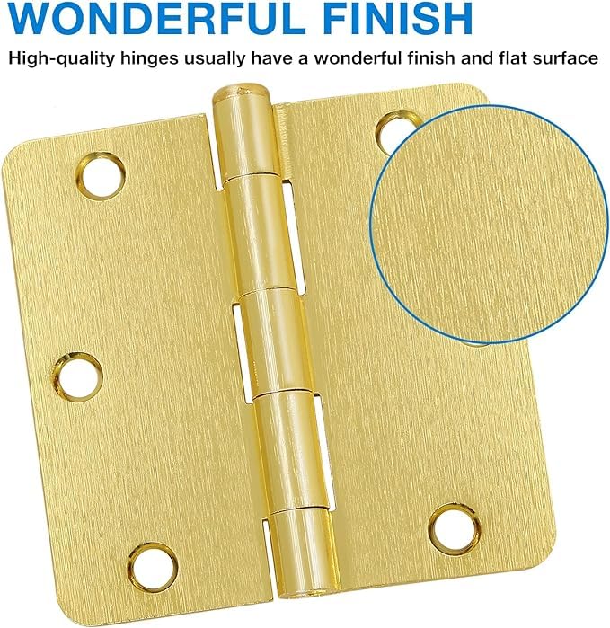 Door Hinges 3.5 inch 1/4" (18 Pack, Satin Brass) - color: Satin Brass