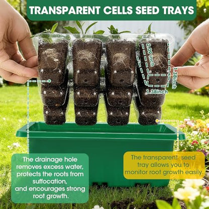 Seed Starter Kit with Humidity Dome, 5 Packs 60-Cell Trays