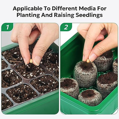 MIXC 10 Pack Seed Starter Tray, 120Cell Stater Kit with Humidity Dome Green - color: Green, size: 12 Cell-10 Packs-Clear Cover