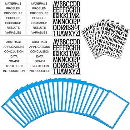 PerKoop 36 Sheets Science Fair Board Poster Boards Supplies 24 Self Adhesive Presentation Subtitles 4 Science Fair Project Titles 8 Personalized Letter Sticker for Classroom(Blue) - color: Blue