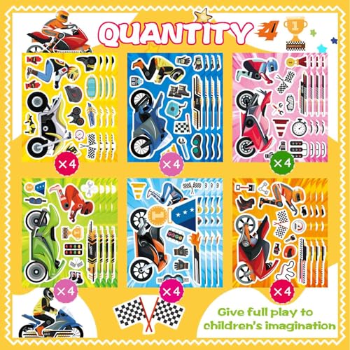 24 Sheets Motorcycle Stickers, Make a Motocross Face Sticker - style: Motorcycle