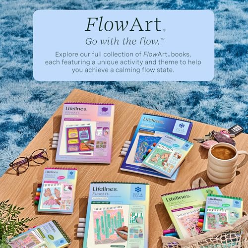 Lifelines FlowArt Mini Activity Pads, 3-Pack, Dot-by-Letter Coloring Books - size: Minis, style: 3 Pack - Furry Friends, Pocket Positivity, Cafe Comforts