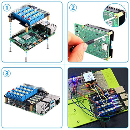 GeeekPi GPIO Screw Terminal Block Breakout Board HAT for Raspberry Pi, GPIO Expansion Board Breakout Module with GPIO Status LED for Raspberry Pi 4B/3B+/3B/2B/B+/Pi Zero W/Pi Zero 2 W