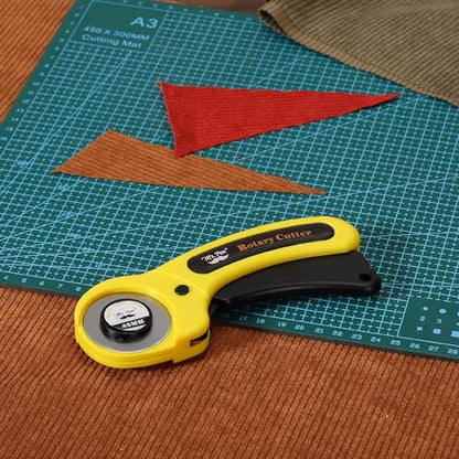 Mr. Pen- Rotary Cutter for Fabric with 1 Extra Blade, 45mm - color: Yellow