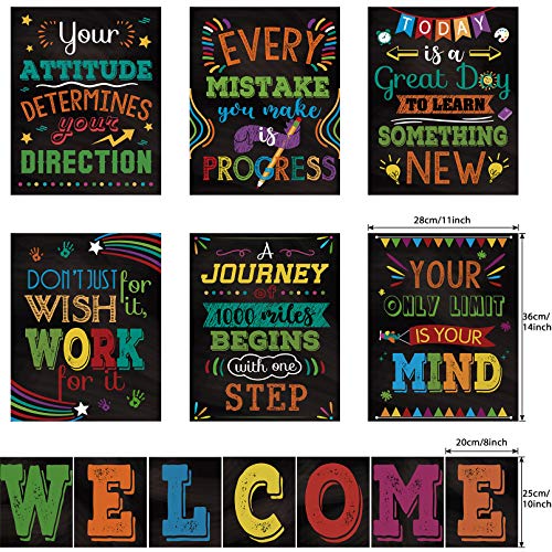 13 Pcs Motivational Posters for Classroom Decor, Laminated - color: Black