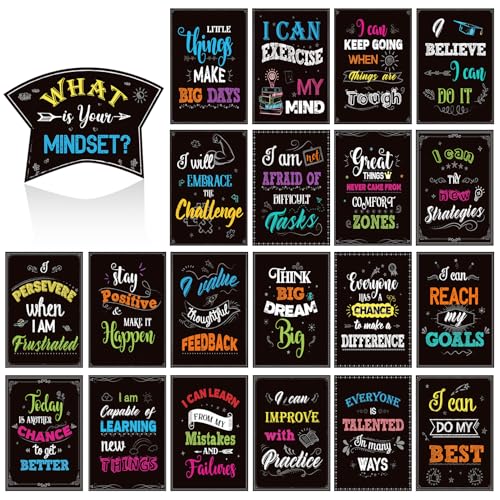 Bumkopl 21 Pcs Growth Mindset Posters for Classroom Decorations, Laminated - color: Black Growth Mindset