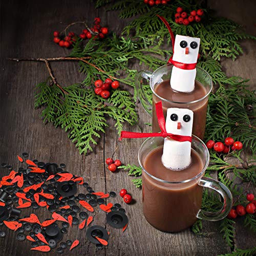 300 Pcs Christmas Snowman Ornament Set, Carrot Nose Black Hats Eyes Buttons