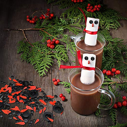 300 Pcs Christmas Snowman Ornament Set, Carrot Nose Black Hats Eyes Buttons