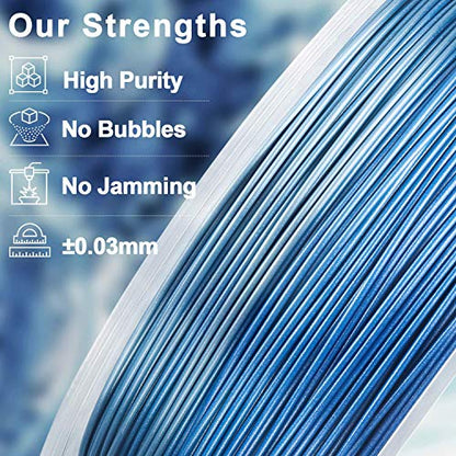 AMOLEN PLA 3D Printer Filament, PLA Filament 1.75mm Silk Shiny Filament Blue Silver Filament, 3D Printing Filament 1KG/2.2lb - color: Silk Gradient Blue Silver