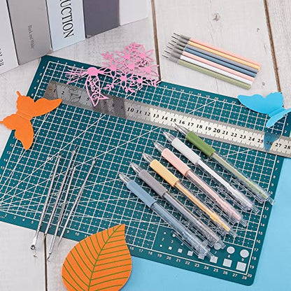Lanties 24 Pcs Craft Knife Pen Set, 6 Craft Knives with 12 Refills, Green - color: Green