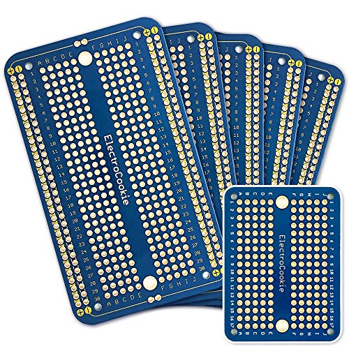 ElectroCookie Solderable Breadboard PCB Board for Electronics Projects Compatible for DIY Arduino Soldering Projects, Gold-Plated (5 Pack + 1 Mini Board, Blue) - color: 1.Blue