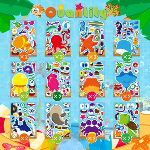 Make Your Own Sea Animals Stickers, Make a Face Stickers - style: Sea Animals