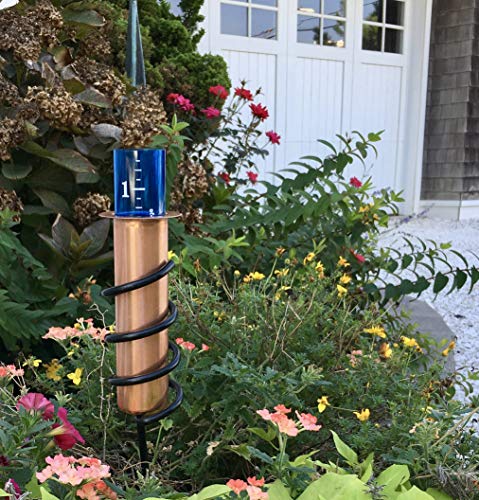 WCRG Copper Rain Gauge for Yard, Steel Stake - Outdoor Sprinkler Gauges, Shatterproof, Winter-Safe, Accurate, Decorative - The Original Floating Rain Gauge, USA Assembled & Designed - size: Stake
