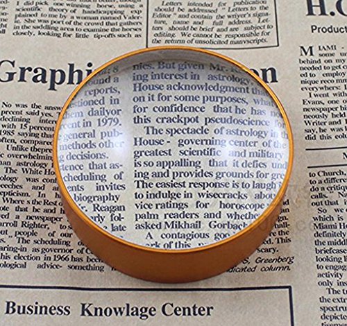 6X Domed Magnifying Glass 60mm Golden Desktop Paperweight Magnifier Reading Aid for Small Fine Print,Newspaper,Bible,Document Examination,Recipes, Craft and Map, Hand Polished & Light Gathering