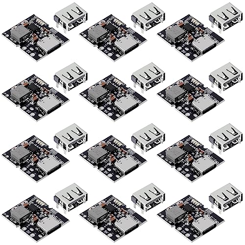 12PCS Type-C USB 5V 2A Step-Up Power Module Boost Converter Lithium Battery Charging Protection Board with LED Indicator(Not Welded) - color: 12PCS NO Weld