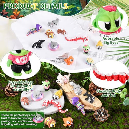 Big Eyed Animal Figurines Set of 12 3D Printed Desk Decor Gift Toys - size: Big Eyed Animals, style: 12 PCS