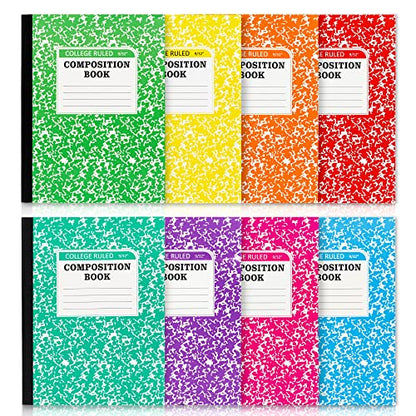 feela Composition Notebook, 8 Pack 8 Pastel Colors College Ruled Composition Books Bulk, Marble Cover Notepad Lined Cute Journal Notebooks for School Supplies Notes Taking Writing, 9.75 X 7.5 in - color: 8 Pastel College Ruled