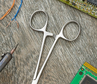 SE 5.5-Inch Stainless Steel Curved Forceps - Self-Locking, Serrated Tip for Precision Grip and Clamping - Perfect for Crafting, Fishing Tasks, Jewelry Making, and More! - - size: 5-1/2", style: Curved