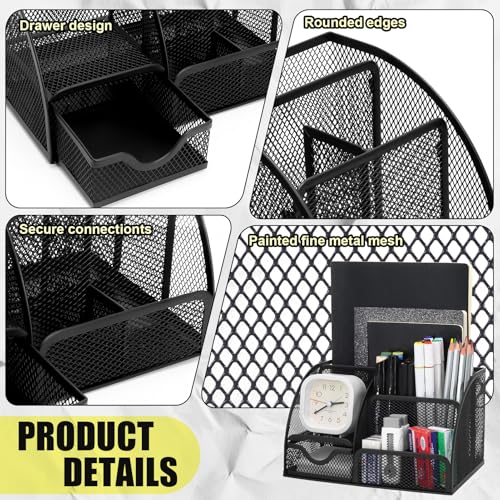 13-in-1 Office Desk Organizer Set for Back to School Supplies Accessories - color: Black