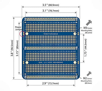 ElectroCookie Large PCB Prototype Board Kit Solderable Breadboards for Electronics Projects Compatible for DIY Arduino Soldering Projects, Gold-Plated (6 Multi-Pack, Blue)