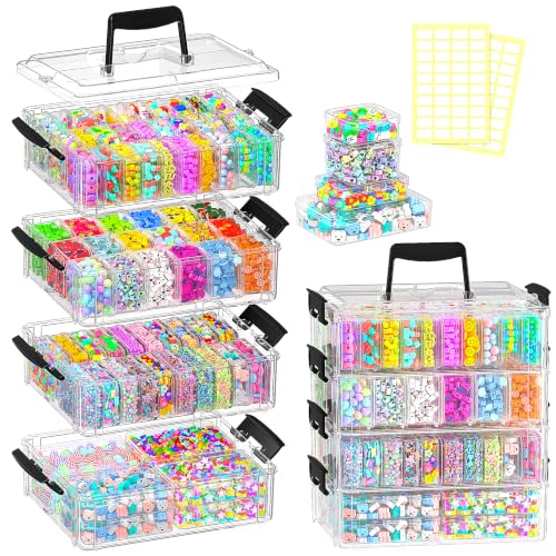 Bead Storage Organizer, 76 Small Containers and Lids, 4 Sizes - size: 4-Tier 8XL+20L+18M+30S