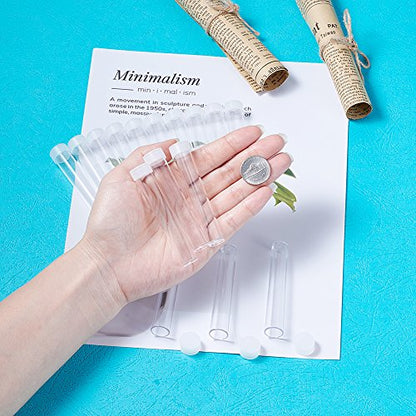 Craftdady Clear Plastic Tube Bead Chunky Bamboo Tube Beads 100Pcs Transparent Storage Test Tubes with Caps 78x13mm (3.07x0.5 inch) - color: 100pcs Tubes,78x13mm, Clear
