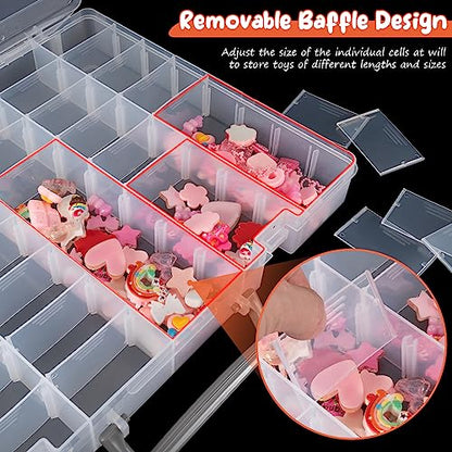 Large 48 Grids Clear Plastic Organizer Box with Adjustable Dividers - color: Clear -- 1PCS