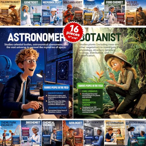 YUSPENYE 16pcs Science Career Posters, 11x14in STEM Classroom Decor