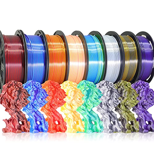 BBLIFE Dual Color Silk PLA Filament, 1.75mm Bicolor PLA 3D Printer Filament - color: Purple/Gold, White/Red/Black, Purple/Blue, Red/Gold, Green/Blue, Yellow/Pink