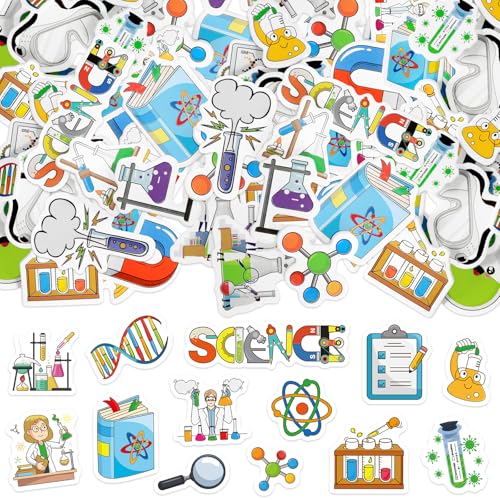 300Pcs Science Foam Stickers, Self-Adhesive Chemistry Biology Physics Stickers Science Laboratory Decals Sticker Decorations for Home Office School DIY Art Craft Teacher Classroom Supplies - style: Science