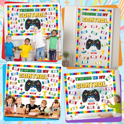 Growth Mindset Video Game Bulletin Board Set Back to School Classroom Decorations Things in My Control Game Controller Bulletin Board Positive Paper Cutouts for Home Chalkboard Door Wall Decor - style: Growth Mindset