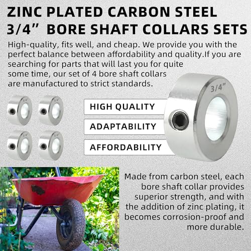 TonGass Screw Style Zinc Plated Carbon Steel 3/4" Bore Shaft Collar Set - size: 3/4"